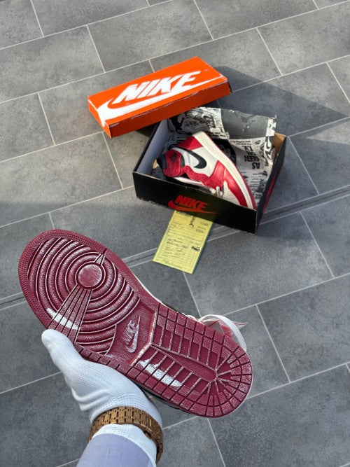 NIK_E AIR JORDAN RETRO 1 HIGH LOST & FOUND WITH OG BOX YELLOW BILL BUTTER PAPER