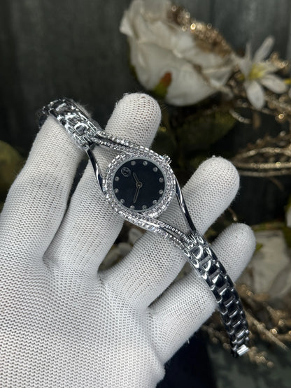 Swarovsk i Hyperbola Silver Black Bangle Premium Watch