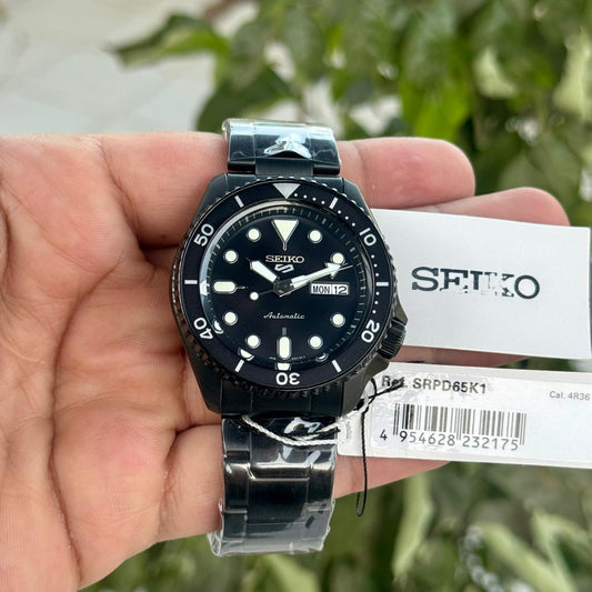 SEIKO SPORTS 5 GMT FULL BLACK AUTHENTIC STORE QUALITY