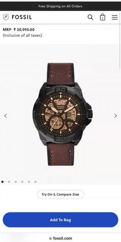FOSSI-L BRONSON AUTOMATIC LEATHER WATCH