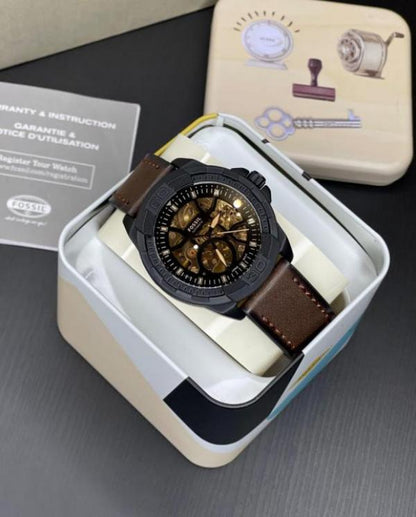 FOSSI-L BRONSON AUTOMATIC LEATHER WATCH