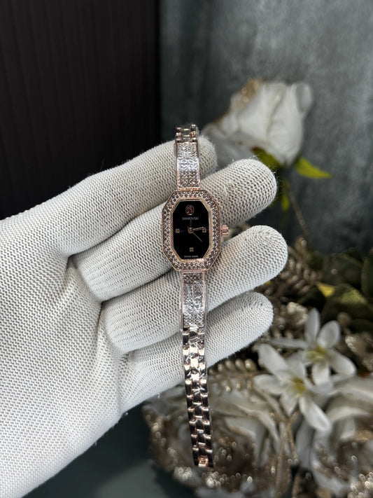 Swarovsk i Dextera Rose Gold Black Premium Watch