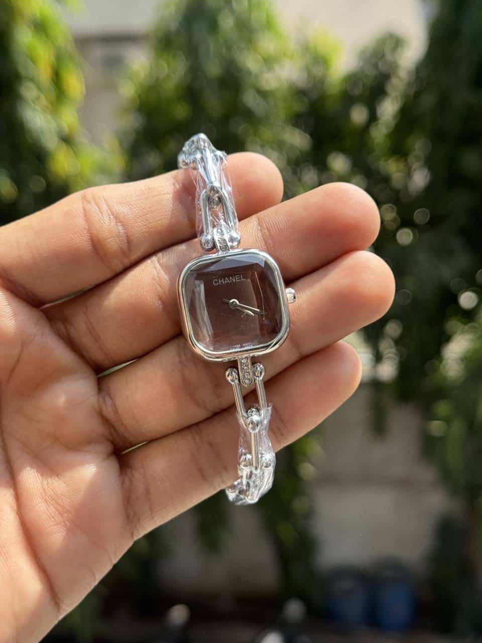 Chane L Bracelet Designer Silver With Brown Premium Watch