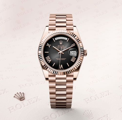 ROLE_X DAY DATE 40 IN EVEROSE GOLD WITH A SLATE OMBRE DIAL