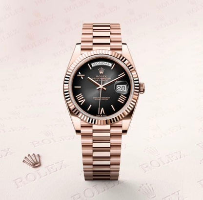 ROLE_X DAY DATE 40 IN EVEROSE GOLD WITH A SLATE OMBRE DIAL